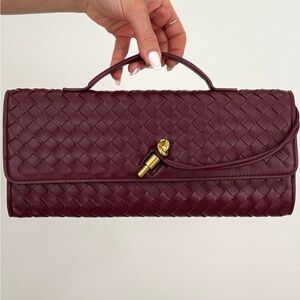 Elegant Woven Burgundy Clutch